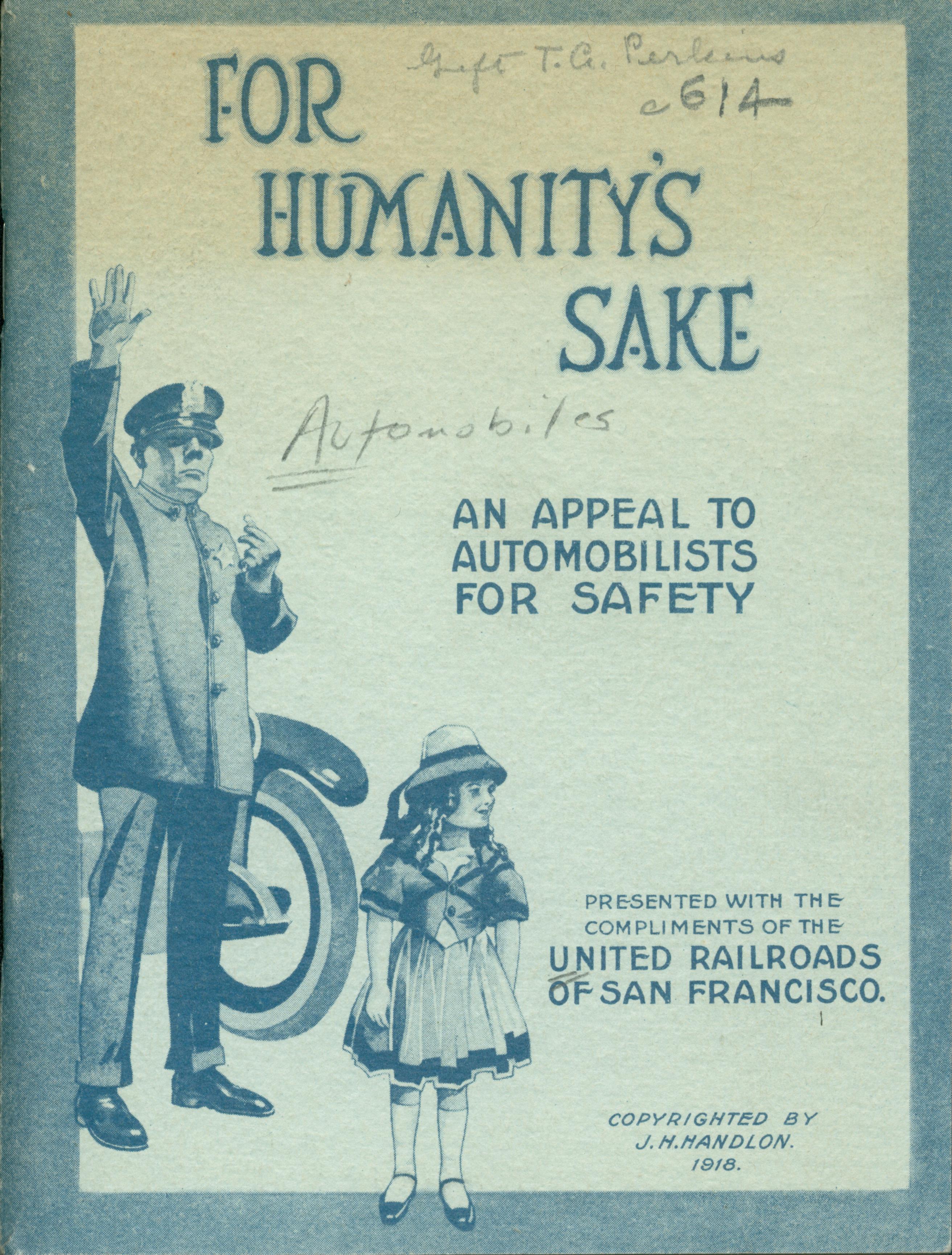 The front cover shows a crossing guard holding a whistle and stopping traffic while a little girl waits to cross